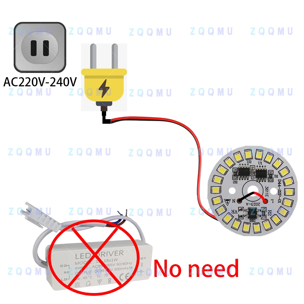 1PCS 3W 5W 7W 9W 12W 15W 18W AC220V Driverless LED Chip Module Round Board Ceiling Light Lamp DIY Home Room Bulb Kit Warm New