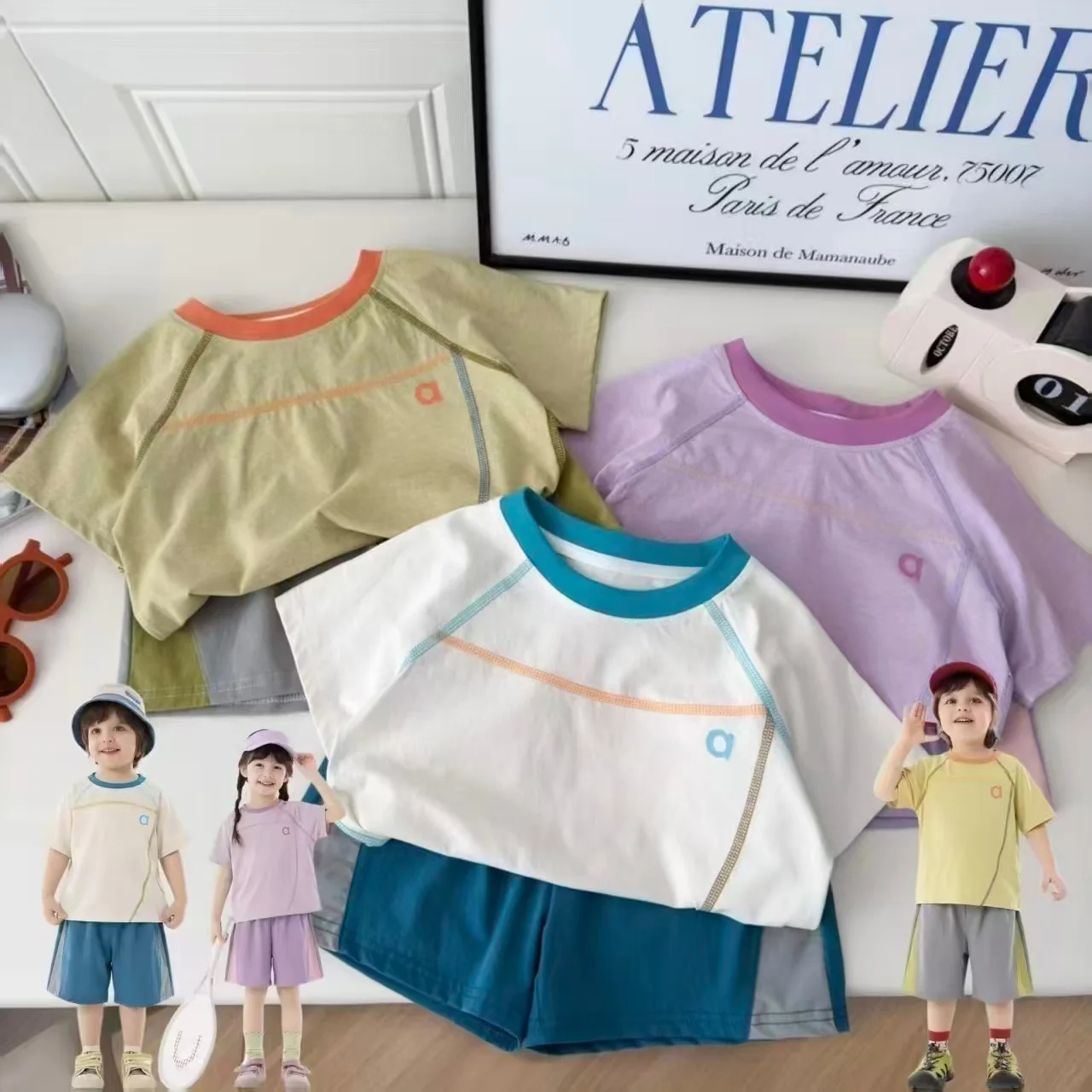 2026 Children's Sets Quick Drying Sports Set Summer Boys Girls Short Sleeved Shorts Baby Breathable Casual Two Piece Set