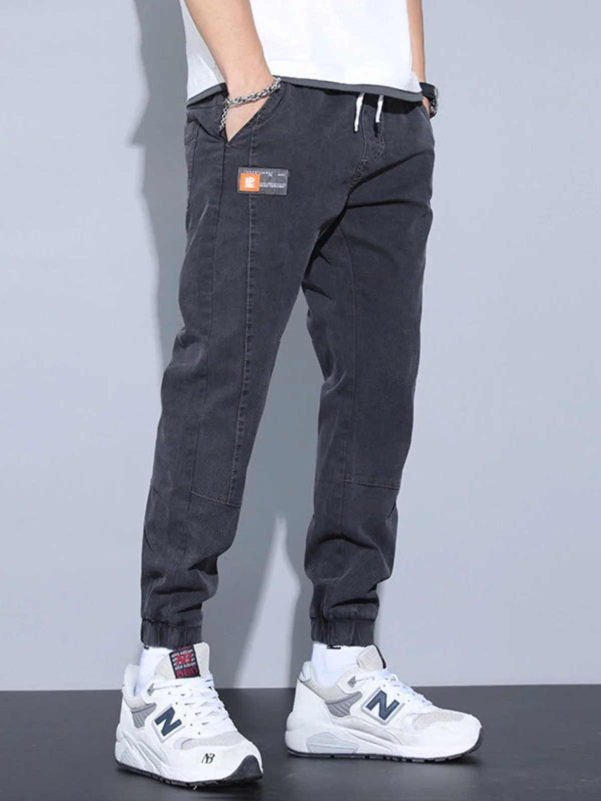 

Spring Autumn Men's Jeans Loose Waist Casual Trousers Trendy Workwear Long Pants Youth Popular Style mid Waist Zipper Closure