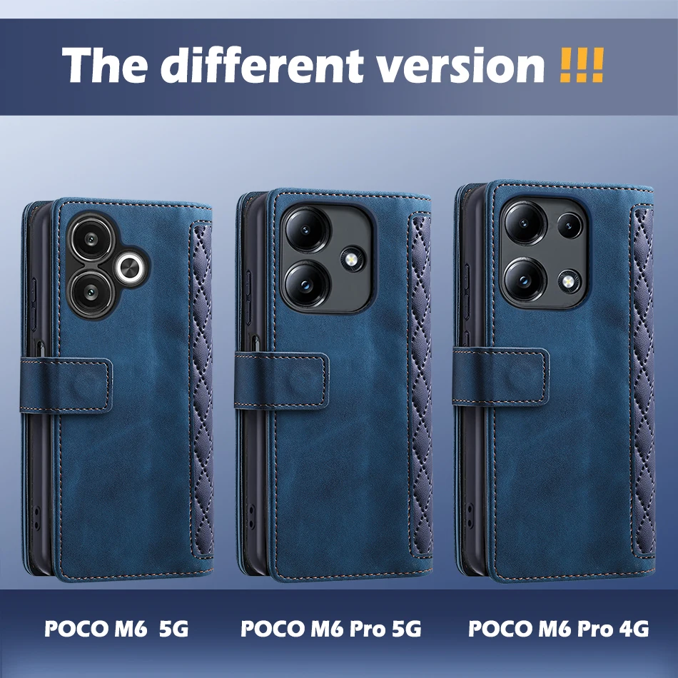 For Xiaomi POCO M6 Pro case Card Slot wallet flip Leather full protection POCOM6 M 6 M6Pro 5G Cover For POCO M6 Pro Phone case