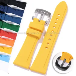 22mm 24mm 26mm Silicone Soft Watch Strap for Men Women Waterproof Rubber Wrist Band Replacement Bracelet Metal Pin Buckle Strap