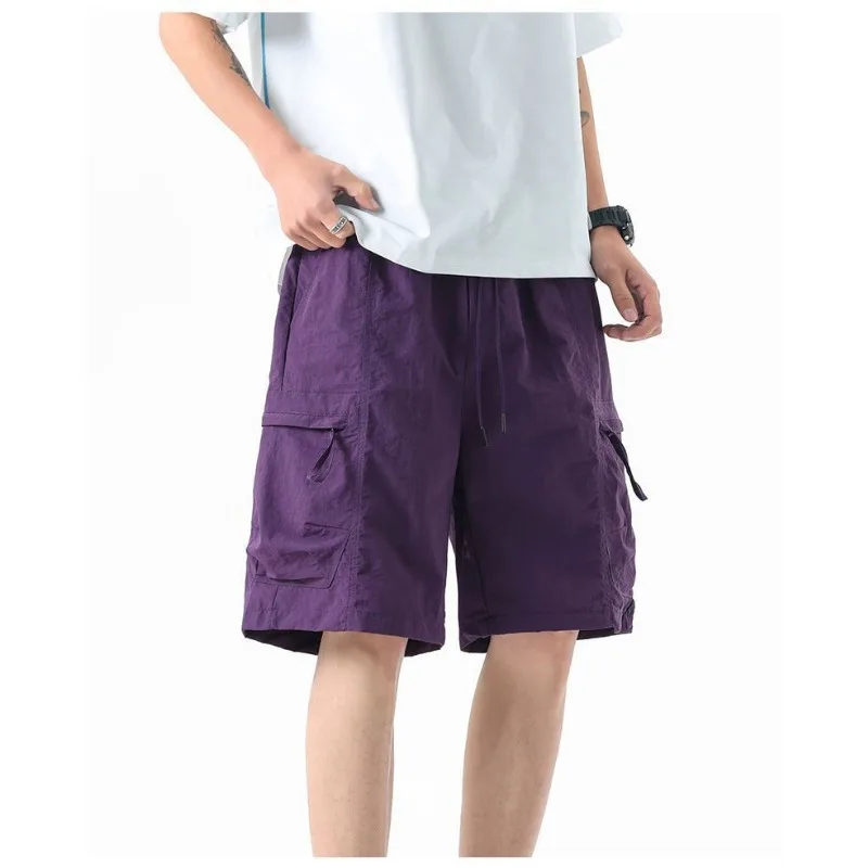 

Men Summer Nylon Ice Silk Cargo Shorts Multi Pocket Loose Casual Quick Dry Sports Pants