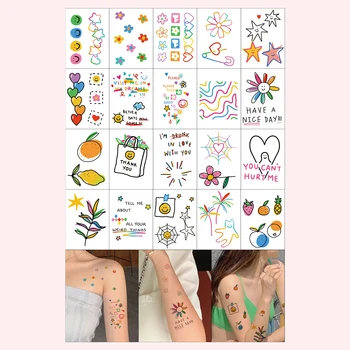 ลายก้อนเมฆลายดอกไม้น่ารักหลากสี20ชิ้นกันน้ำสติกเกอร์รอยสักชั่วคราวสำหรับผู้หญิงหญิงสาวรอยสักแนวหวานส่วนบุคคล