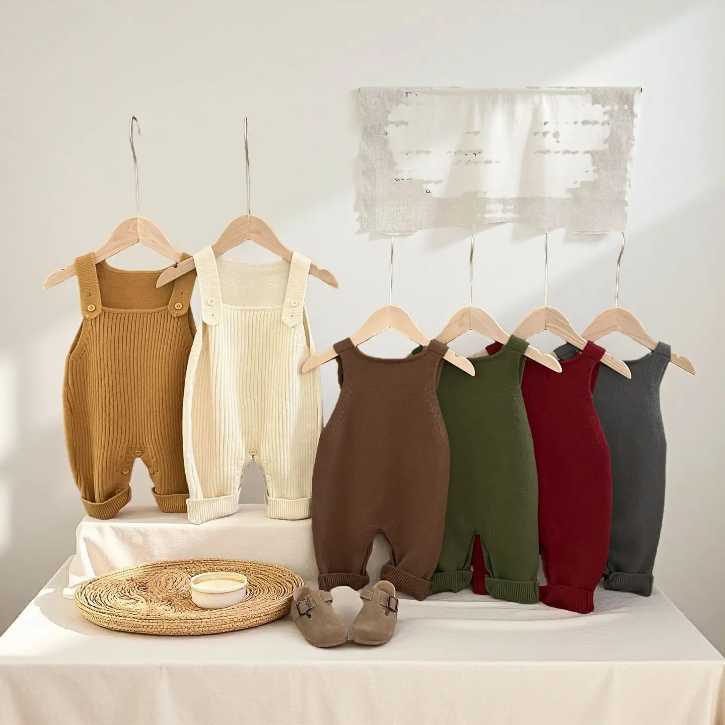 

2026 Spring New Baby Sleeveless Knit Sweater Romper Infant Boy Girl Solid Knitted Strap Jumpsuit Cotton Toddler Clothes 0-24M