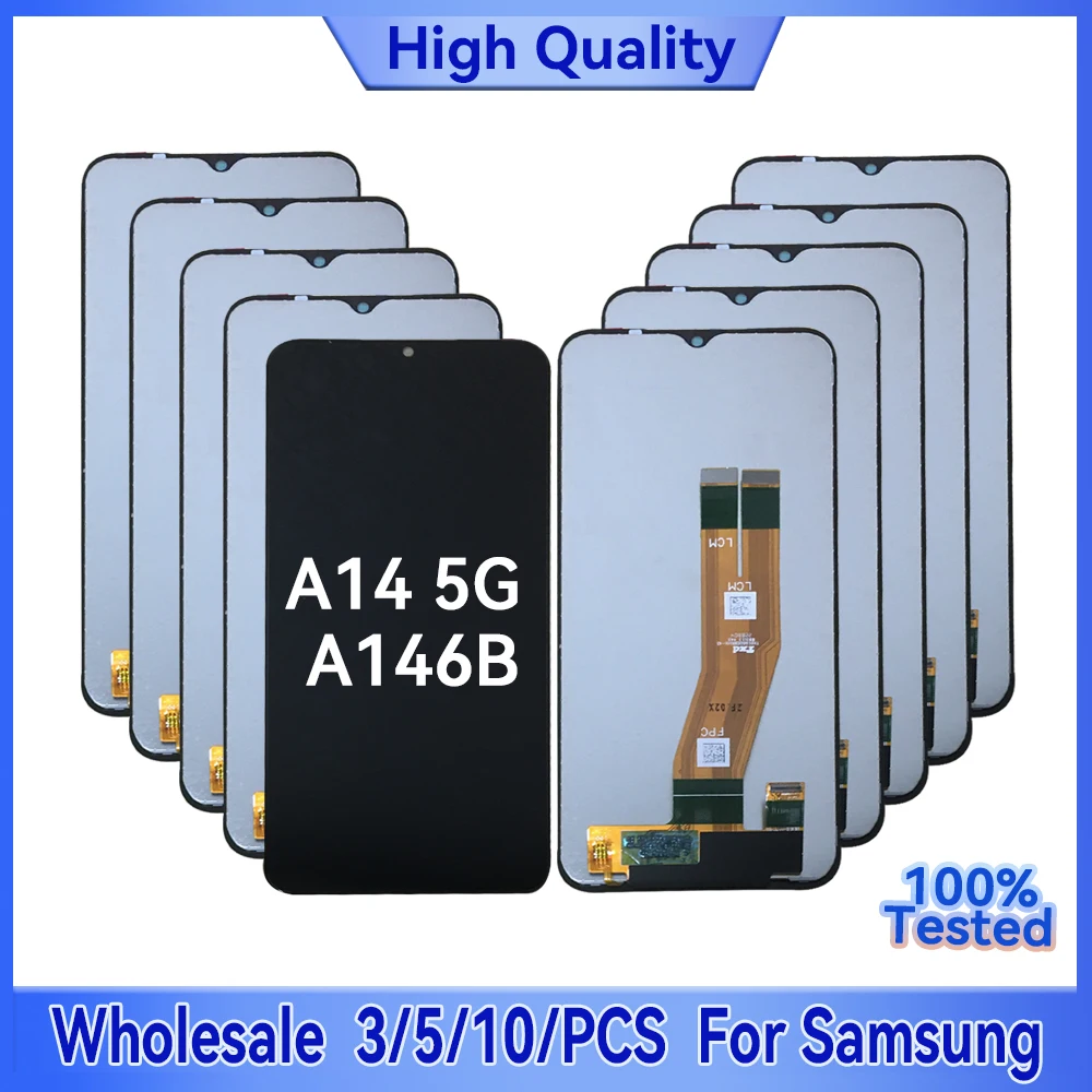 

Оптовая продажа, партия 3/5/10 шт. для Samsung A14 5G, ЖК-экран, сенсорный экран в сборе, сенсорный дисплей, совместимый с моделями A146B A146U A146P