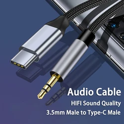 아우스 코드 USB 타입 C에서 3.5mm로 변환하는 차량용 오디오 케이블 아이폰 17 프로 맥스 픽셀 10 프로 9 XL 원플러스 15 노드5 헤드폰/스피커/스테레오용