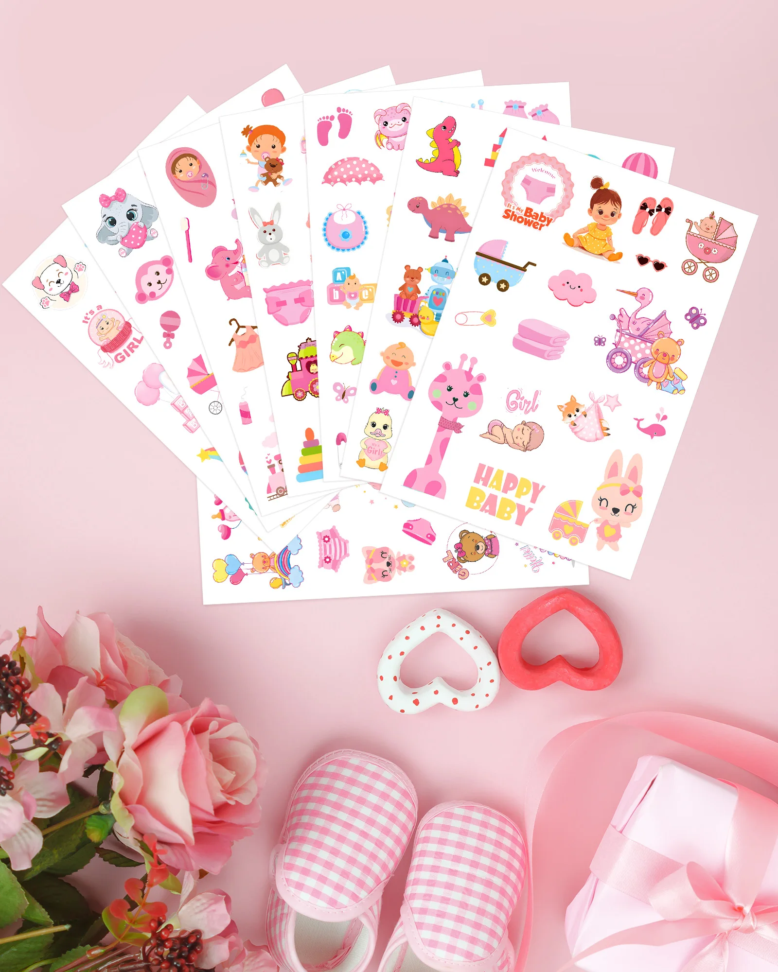 

Baby Shower Stickers Bulk Pack Waterproof Girl Themed Stickers Album Decorative Stickers For Party Supplies