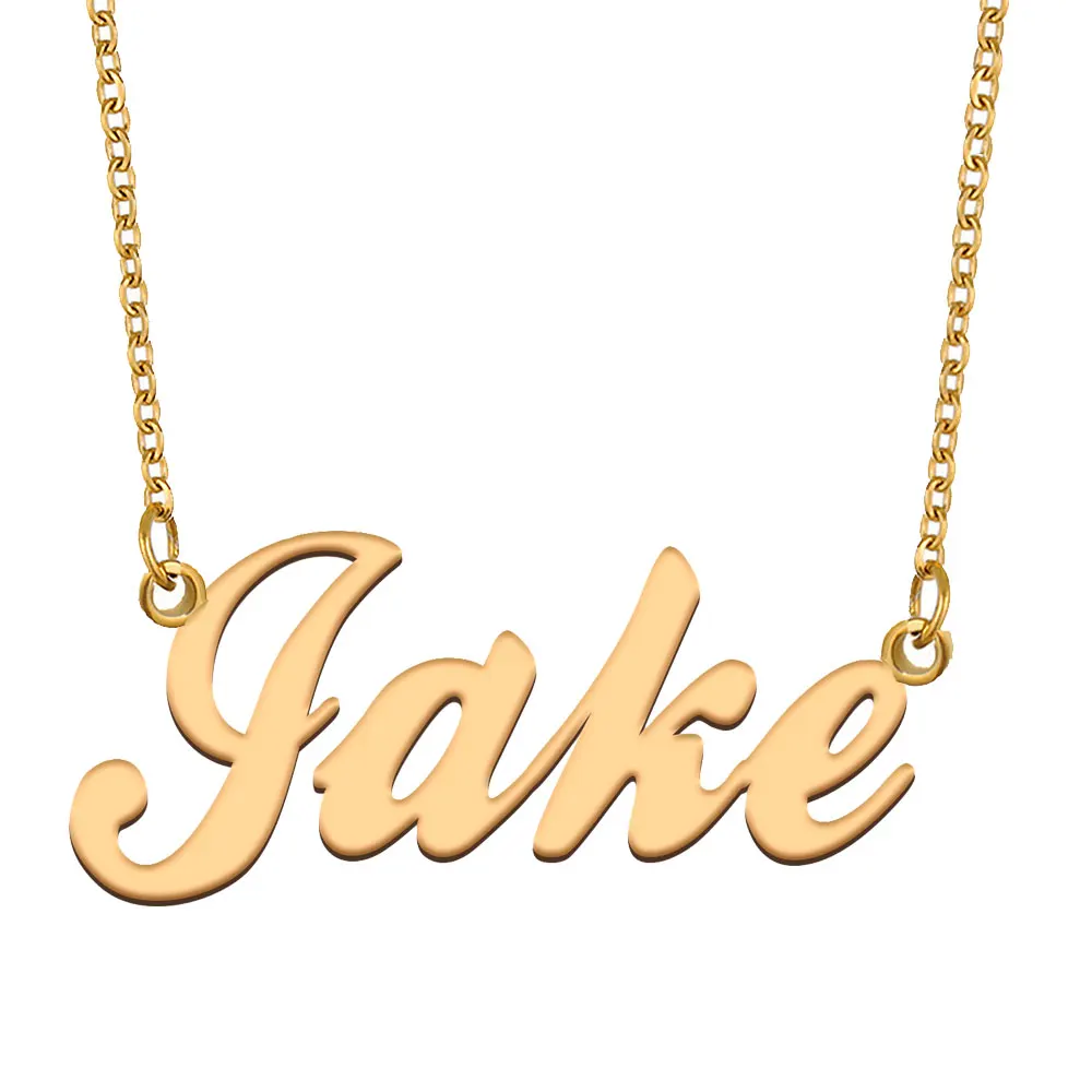 

Jake Name Necklace for Women Stainless Steel Jewelry Gold Plated Nameplate Pendant Femme Mothers Girlfriend Gift