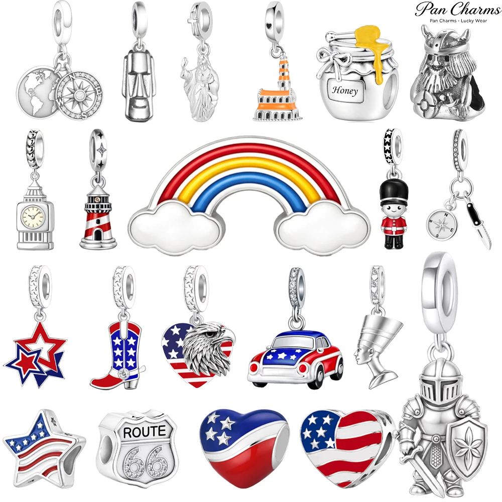 Pan Charms USA Soldier Big Ben London Landmark Pendant Fit Original Bracelet Jewelry DIY Travel Souvenir Gift for Her Women