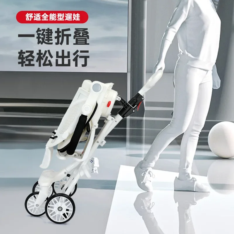 EG287 Baby Stroller, Four-Wheel Foldable Pushchair, Umbrella Stroller with Canopy, Reclining Baby Walker