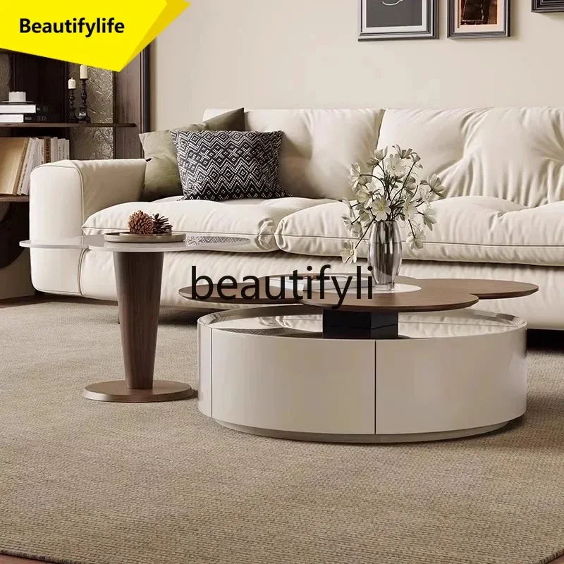 TTT Slate coffee table Italian minimalist flower four-leaf clover rotatable round coffee table