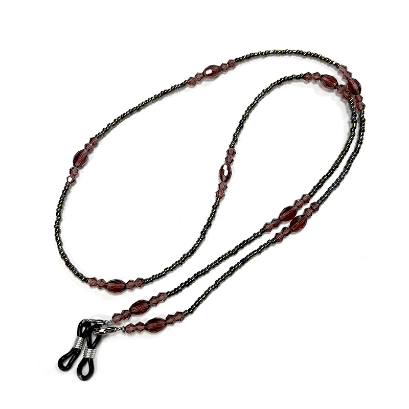 Chaîne de lunettes en perles de cristal rétro faites à la main, chaîne de suspension antidérapante pour femmes, corde de suspension