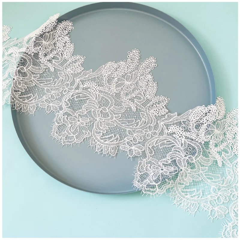 18m Eyelash Milk Silk Wide Lace Trim With Hollow Fish Silk For Wedding Dresses Veils Home Textile Decor Clothing Accessories Set