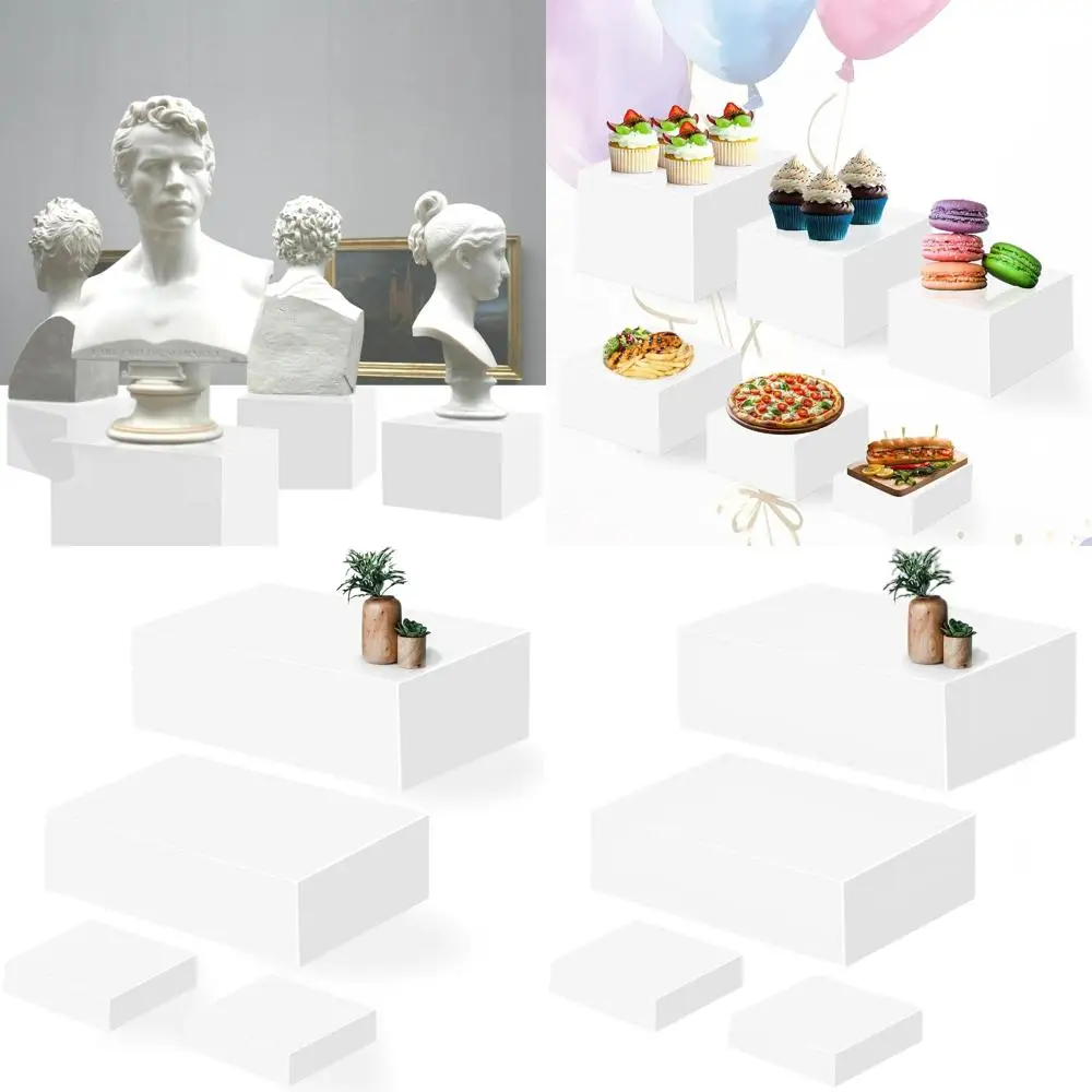 

Набор из 4 акриловых подставок для демонстрации, 16x8x5, белые, идеально подходят для вечеринок и кейтеринга, штабелируемые подставки-подиумы