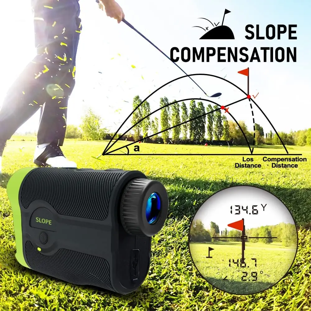 REVASRI 600M Yard Golf Laser Rangefinders with Slope Compensation and Angle Switch Flag Pole Lock Vibration for Golf Hunting