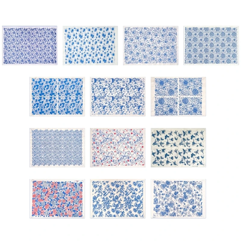 Keramik-Unterglasur-Aufkleber für Brennprojekte in eleganter blau-weißer Ästhetik 3XUF – Detail 1