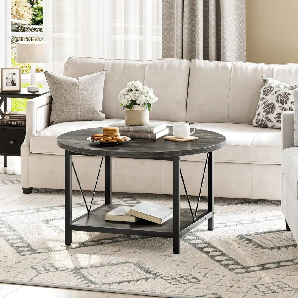 Coffee Tables for Living Room, Round Coffee Table, Small Coffee Table with Storage