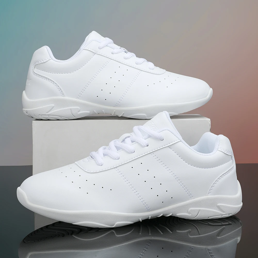 BAXINIER Lightweight Girls White Cheerleading Shoes Trainers Kids Training Dancing Tennis Shoes Youth Competition Cheer Sneakers