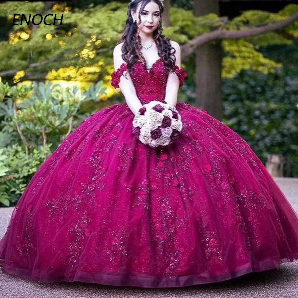 ENOCH Exquisite Princess Quinceanera Dresses New Sweetheart Off the Shoulder Applique Backless Birthday Party Ball Gown Vestidos