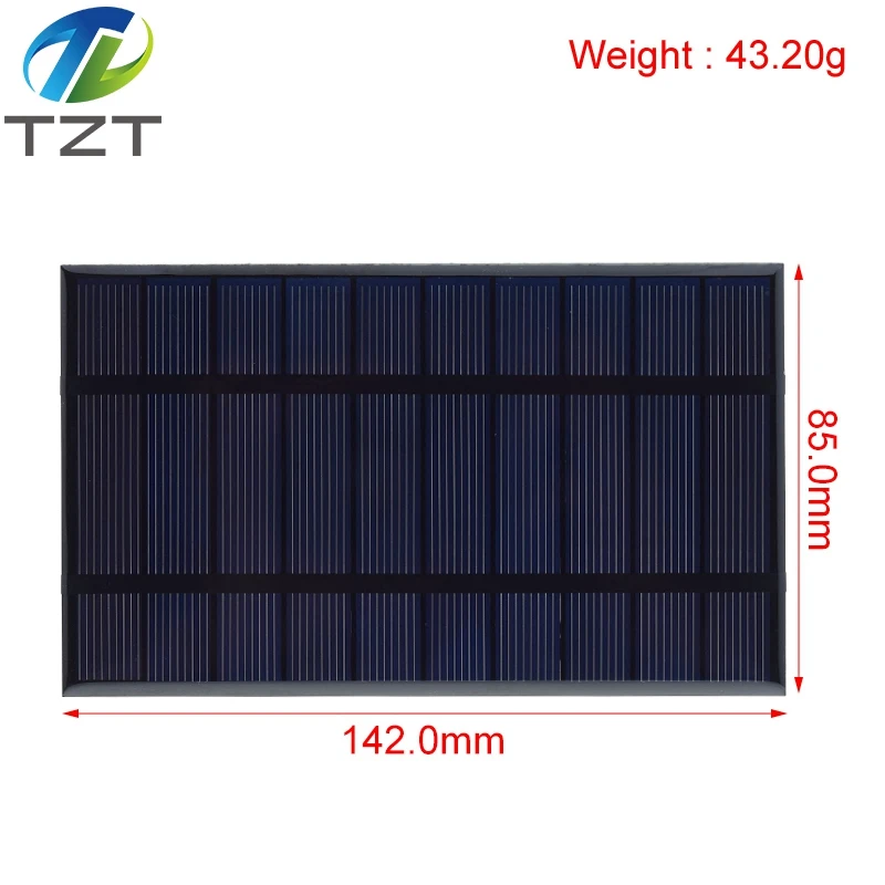 Smart Electronics 400mA 5V 2W Solar Cells Solar Panel Phone Charger Home Improvement 142mm*85mm Polycrystalline Silicon