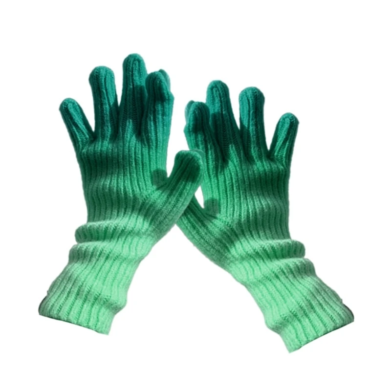 11UE 2-teilige Winter-Strickhandschuhe mit voller Hand, 2-Finger-Touchscreens, winddichte Fäustlinge