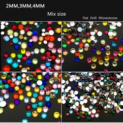 Formato della miscela Unghie Artistiche Strass di Cristallo Colorato Glitters Unghie Scarpe E Decorazione di Cerimonia Nuziale 2,3,4MM