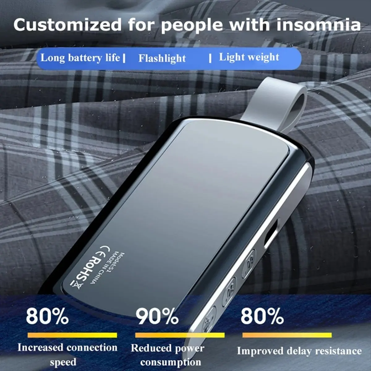 Wireless Bone Conduction Speaker Bluetooth Under Pillow Noise Reduction Speaker Stereo Music Player Flashlight Sleep
