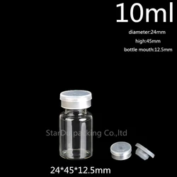 100Pcs/lot Diameter 24mm 10ml Clear Injection Glass Vial With Flip Off Cap, 1/3oz Glass Bottles