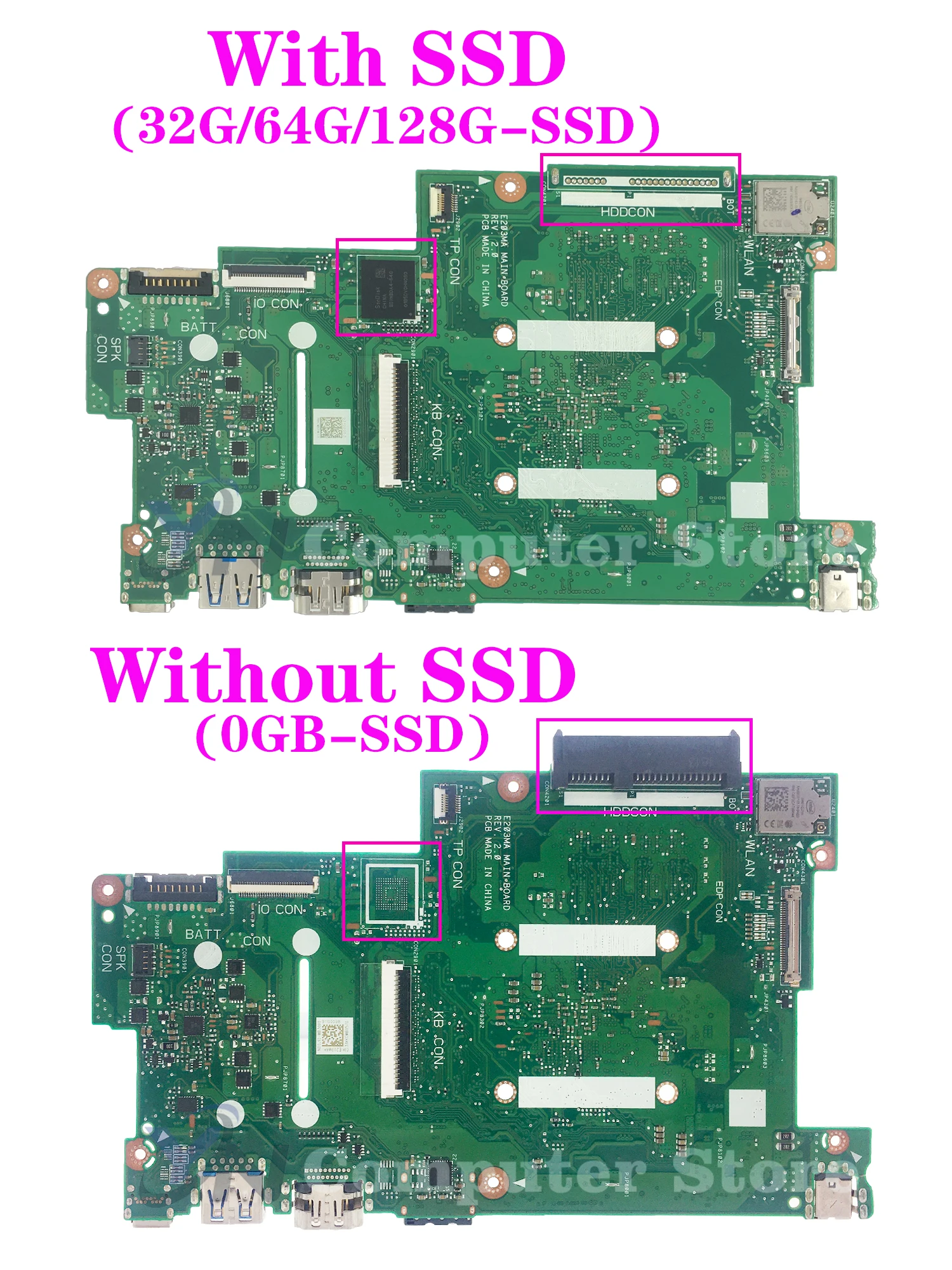 Mainboard E203MA E203MAH E203MAR E203MAS L203MAH W203MAH R203MA R203MAH Laptop Motherboard N4000 2G/4G-RAM SSD-32G/64G/128G