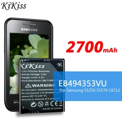 2700mAh EB494353VU Replacement Cell Phone Battery for Samsung Galaxy GT-i5510 S5250 S5330 S7230 GT-S5570 S5570 i559 S5232 C6712