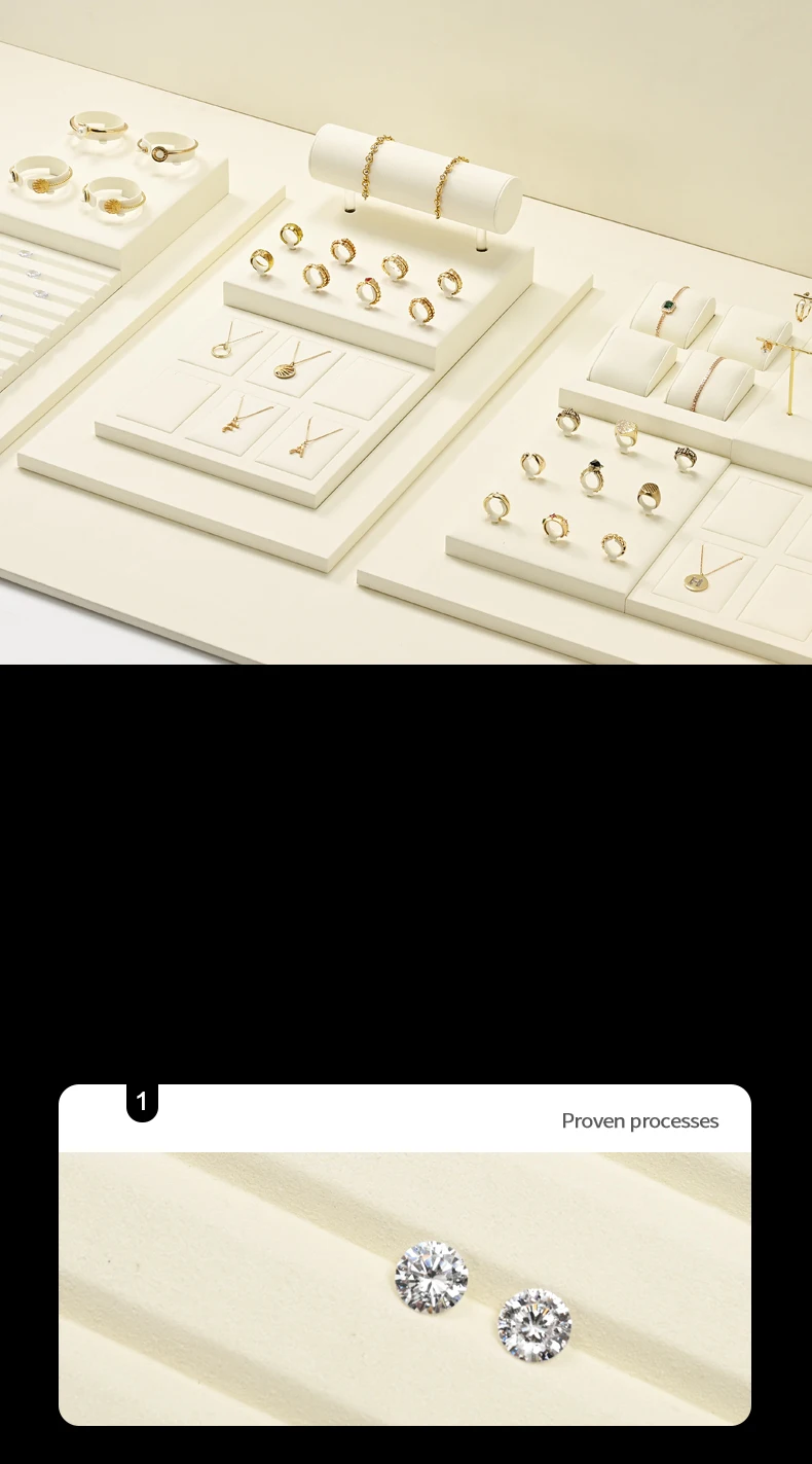Oirlv Beige Schmuck-Präsentationstablett für Ringe, Ohrringe, Halsketten, Anhänger, Armbänder, Mikrofaser-Schmuck-Organizer für Ladentheken – Detail 9