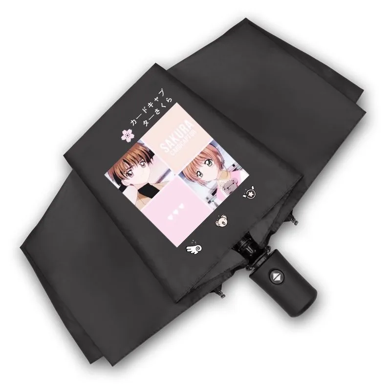 

Сакура собирательница карт Черный, белый, Kadokyaputa, карточная крышка, Сакура, милый, кавайный, Chibi, анти-УФ, автоматический дорожный Компактный Зонт от дождя для женщин, девочек, детей