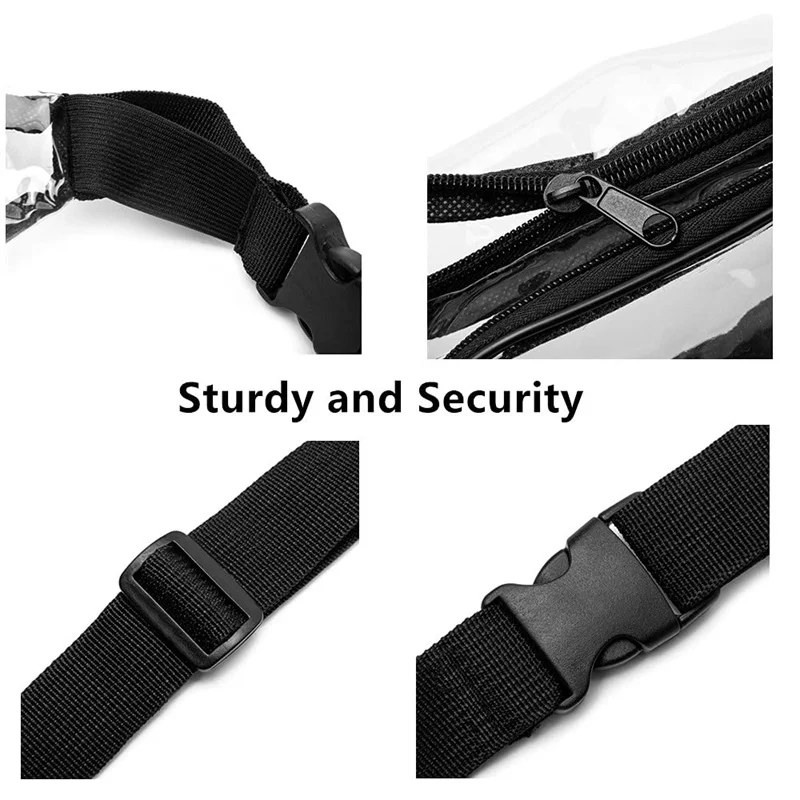 Clear Fanny Pack Clear Bags for Womem Man Sports Waist Pack Stadium Approved Waist Pack Bag Waterproof Zipper Clear Fanny Pack