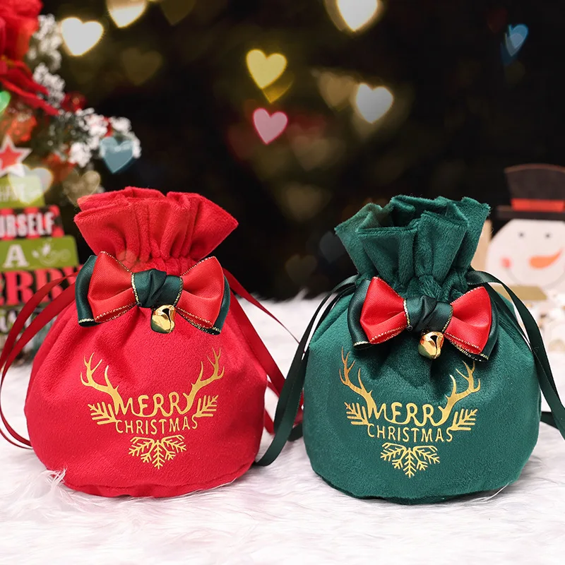 60pcs Decorative Tuft Cloth Apple Bag Gift Bag Gift Bag Christmas Eve Apple Packaging Box Candy Bag