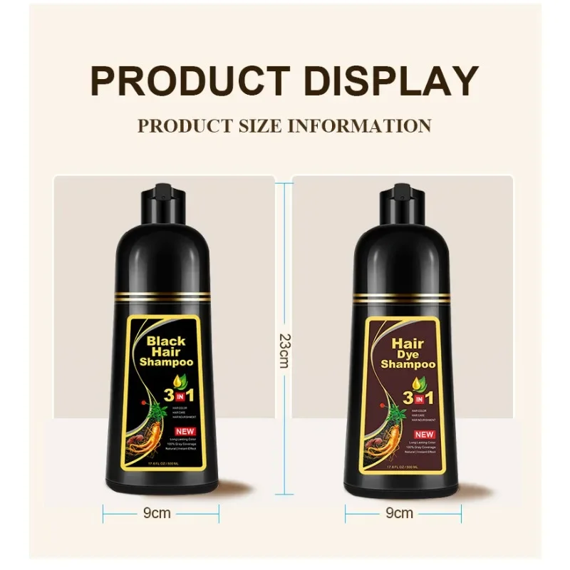 500ml Gray Hair Dye Darkening Shampoo 3in1 Hair Seven Colors Natural Herbal Ingredients Coloring Cover for Men Women