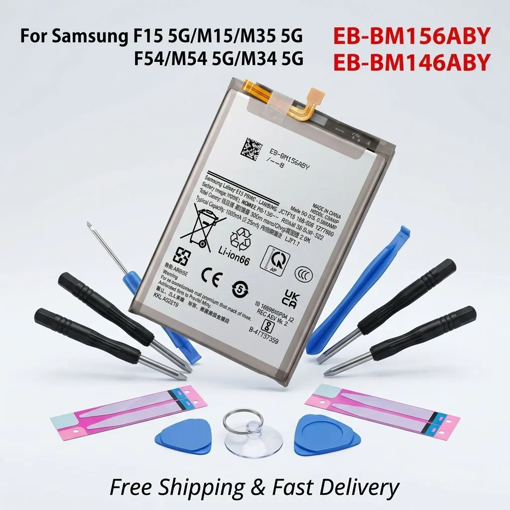 

High Quality Replacement Battery For Samsung Galaxy F15/M15/M35/F54/M54/M34 5G EB-BM146ABY EB-BM156ABY + Tools Kit