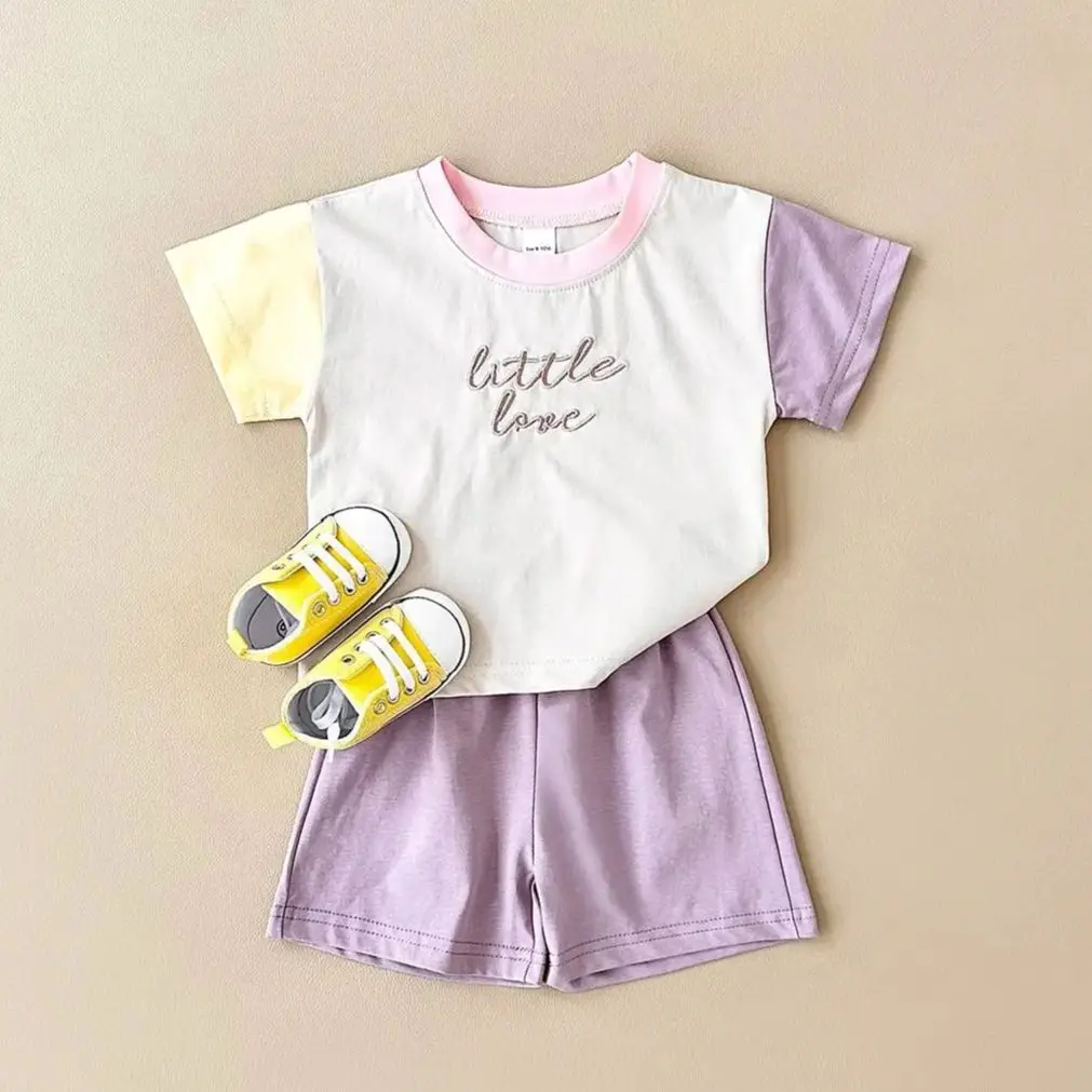 Newborn Baby Boys Clothing Set 2PCS Casual Letter Embroidery Short Sleeved T-shirt+ Shorts Girls Summer Children Clothes 0-4Y