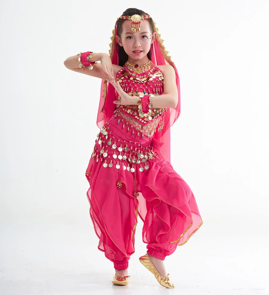 Conjunto de vestido de danza del vientre para niños y niñas, traje de bollywood, indio egipcio, oriental, ropa