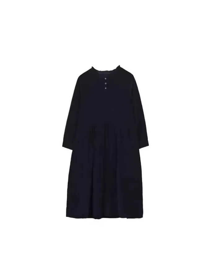 Winter Corduroy Dr Women's New 2025 High-End Gourmet Cap Collar Loose Midi Skirt Year End High-End Feelings Faionable