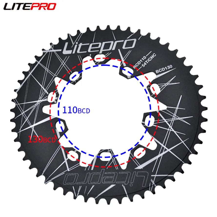 Litepro 54 56 58 60T Oval Chainring Folding Bicycle 110 130BCD Crankset Aluminum Alloy Road Bike Sprocket