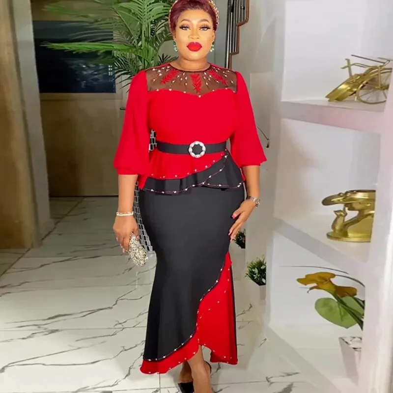 

2 Piece Skirt Sets African Dresses For Women Nigeria Turkey Africa Clothes Office Lady Dress Dashiki Ladies Ankara Female Dress