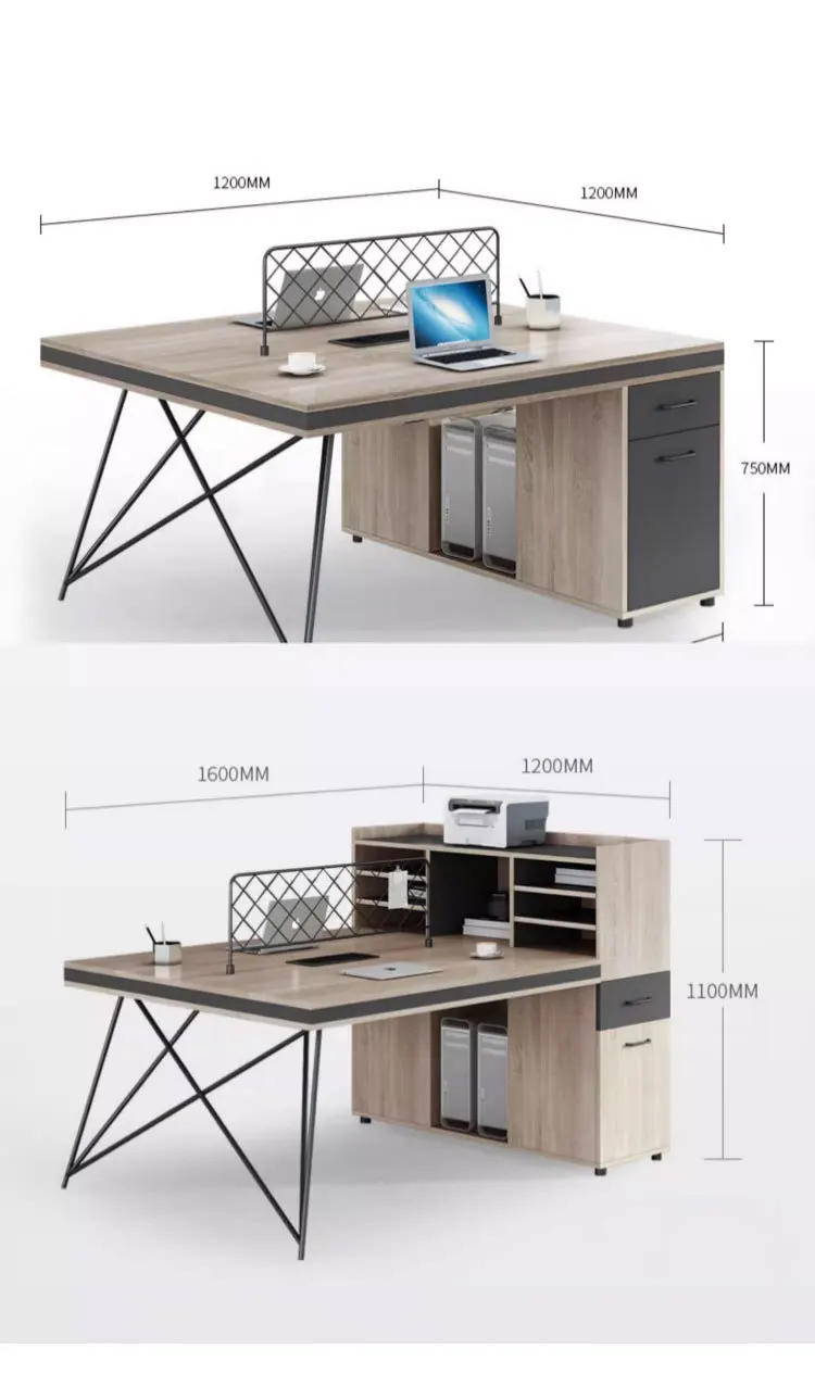 Комбинация офисного стола и стула. Двойной 4-местный 6-местный стол. Пространство для персонала. Простой современный компьютерный стол и стул для персонала.