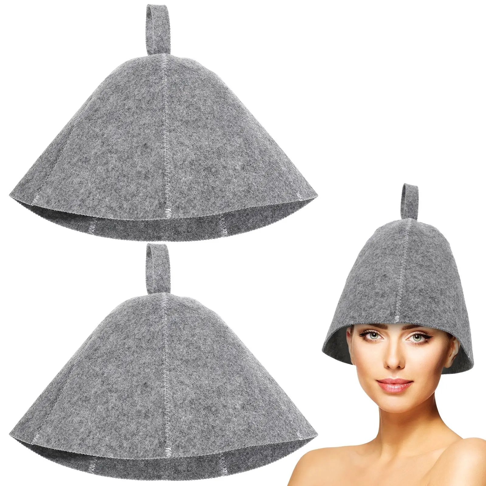 

2 Pcs Hats for Men Thickened Sauna Ukrainian Felted Woman Thermal Grey Gift Miss