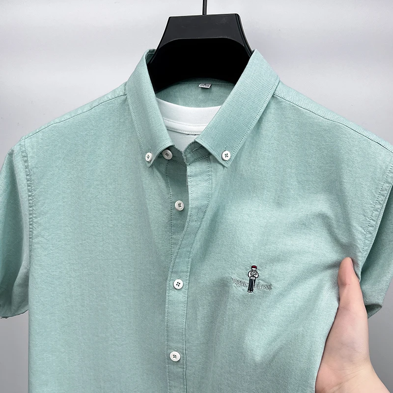 Hot Sale Luxury Brand New Men's Shirt Lapel Cartoon Men Embroid Short Sleeve 100Cotton T-shirt Casual Fashion Trend Menswear Top