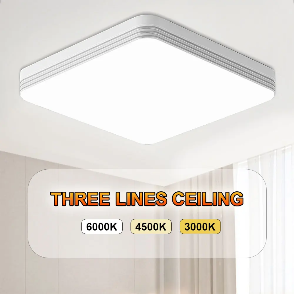 Lámpara de techo Led cuadrada para dormitorio, iluminación moderna de 48W, 36W, 24W y 18W para pasillo interior y cocina