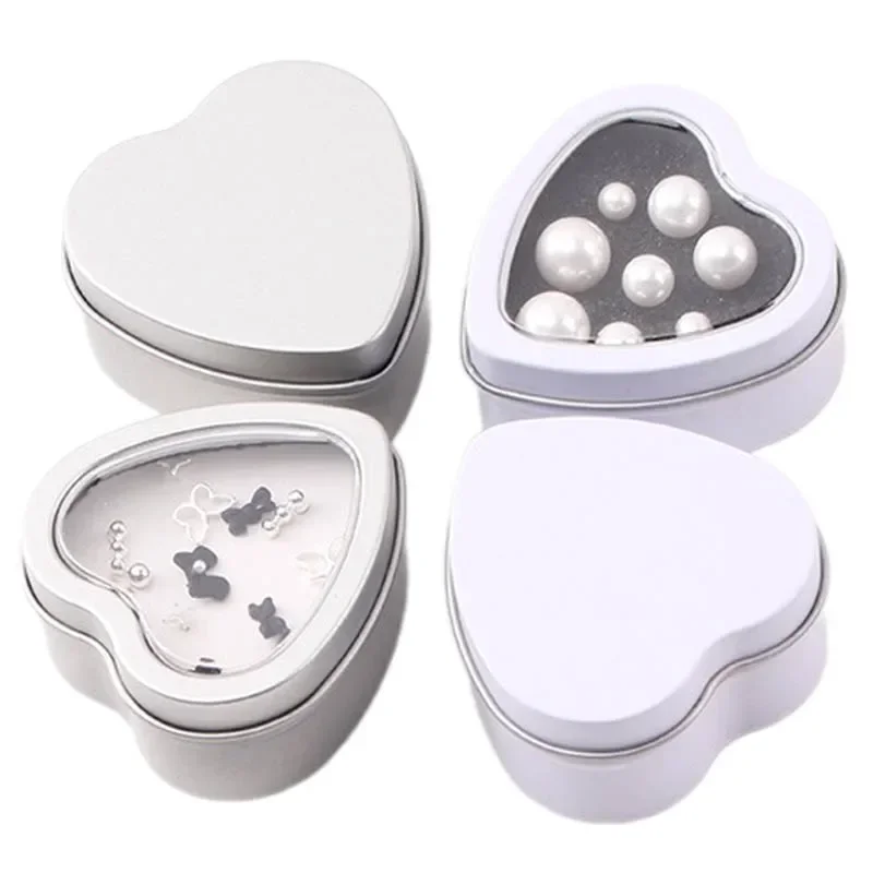 30Pcs Heart-shape Metal Jars Empty Tinplate Box For DIY Making Candle Cream Cosmetic Storage Containers Jewelry Display Boxes