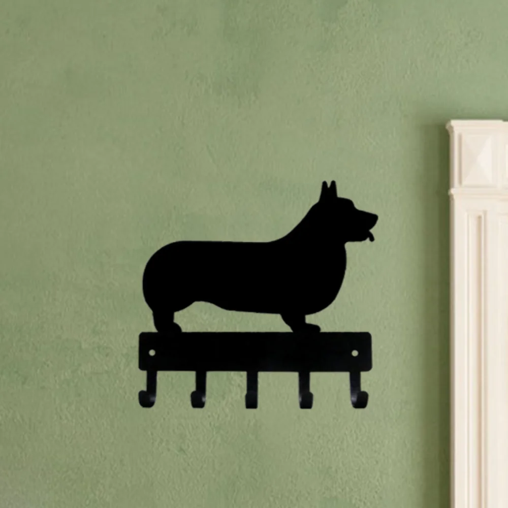 Corgi Dog Key Hooks Holder Six Nine Inch Metal Wall Art Iron Crafts Hanging Holder Rack Six Nine Inch Corgi Key Holder Metal