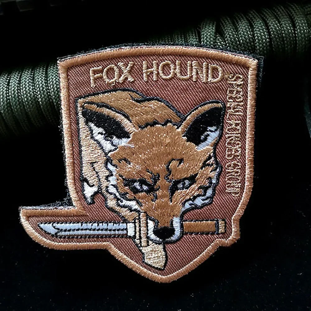 FOXHOUND Embroidery Patches Military Tactical Morale Badges on Backpack Applique for Clothes Bag Hat Hook and Loop Patch Sticker