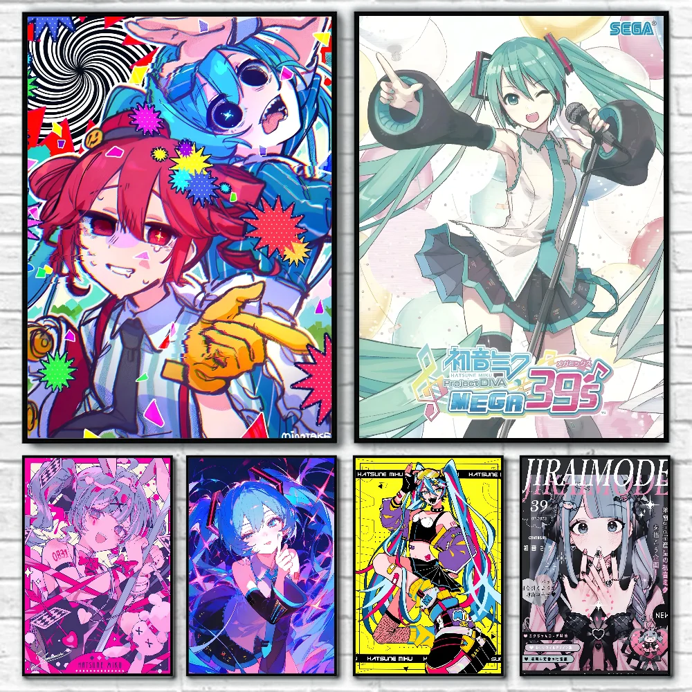 Póster de ídolo Virtual H-Hatsunes MikU, papel impreso para el hogar, sala de estar, dormitorio, entrada, Bar, cafetería, decoración de pintura artística