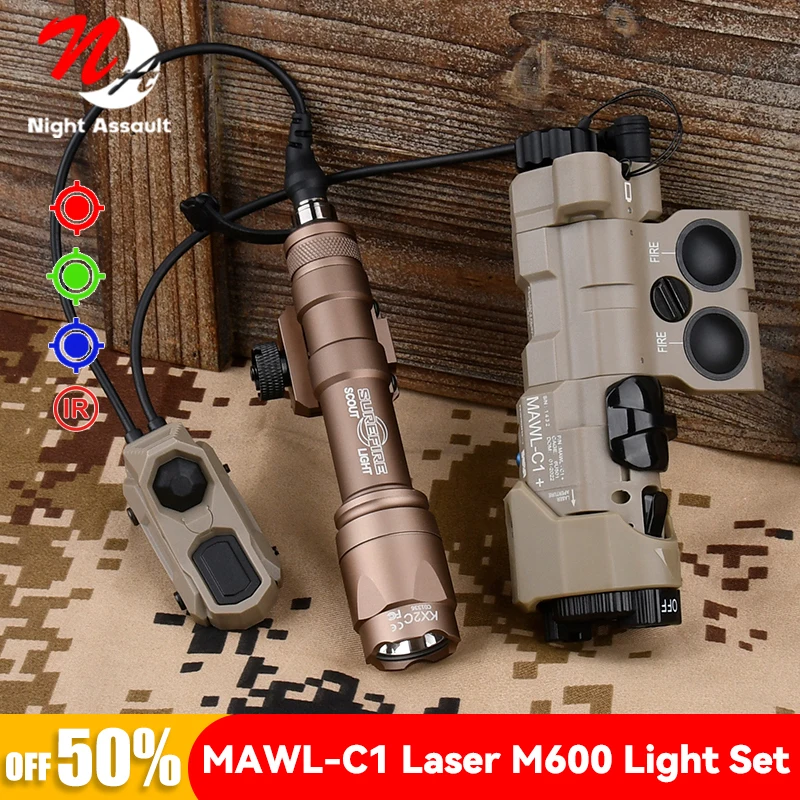 Tactical MAWL C1 Red Blue Green Dot Laser IR LED Weapon Light surefire M300A M600C High Power Hunting Airsoft Flashlight Accesor